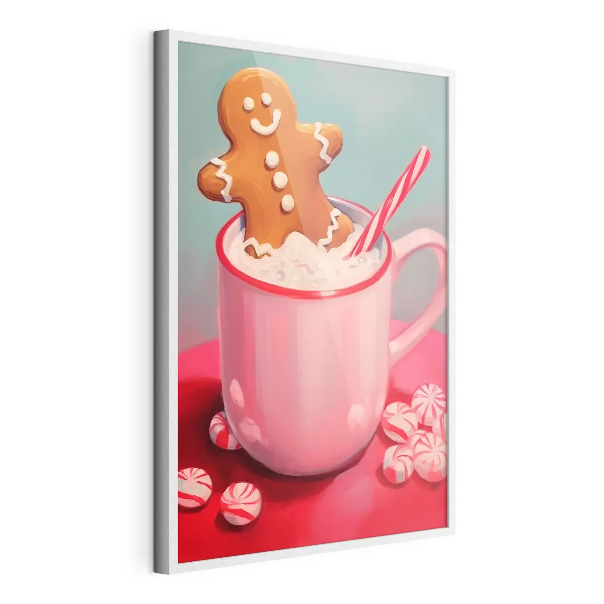 Poster Lebkuchenmann in einer Tasse heißer Schokolade f46635