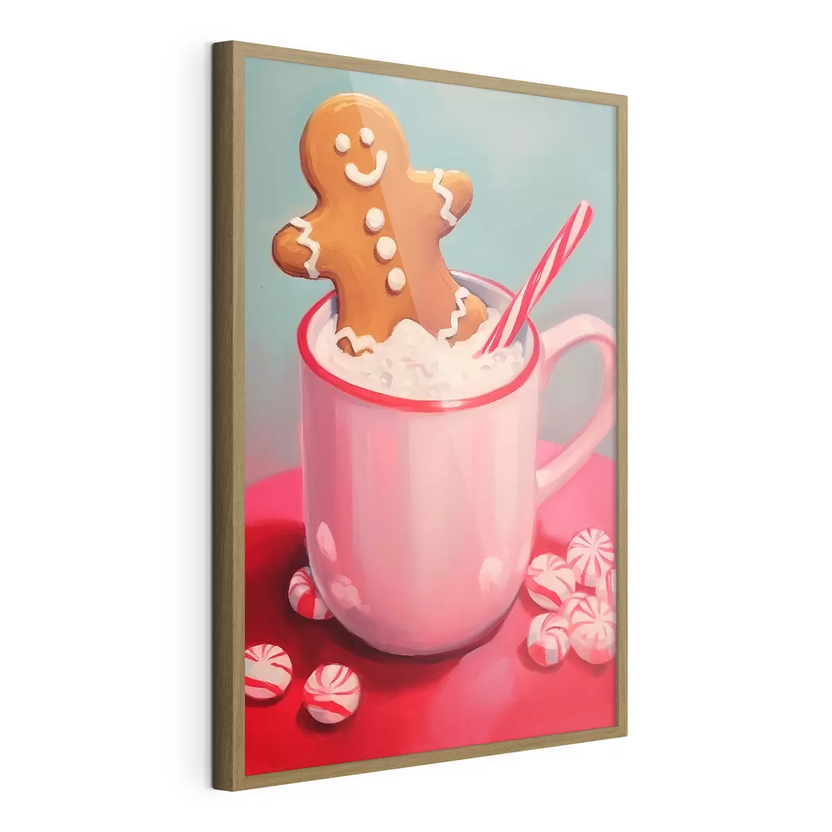 Poster Lebkuchenmann in einer Tasse heißer Schokolade f46635