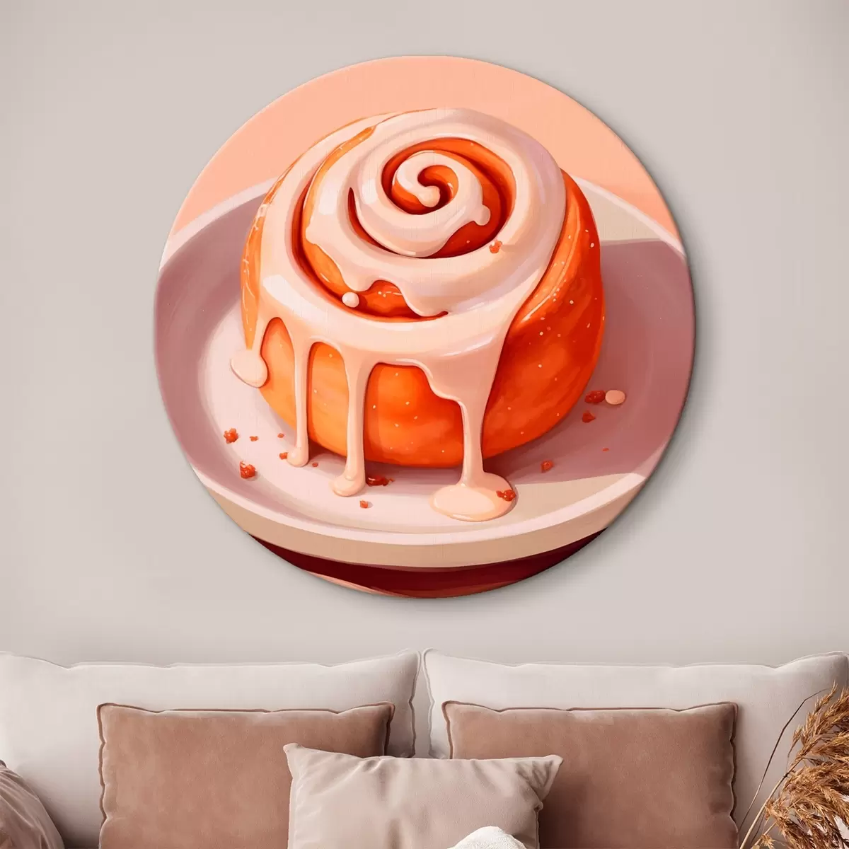 Runde Wandbilder Zimtschnecke mit Sahne-Glasur r46624
