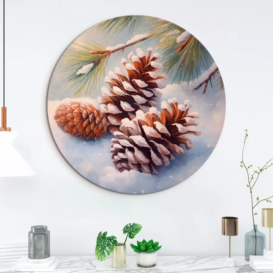 Fototapete Schneebedeckte Tannenzapfen und Äste r46631