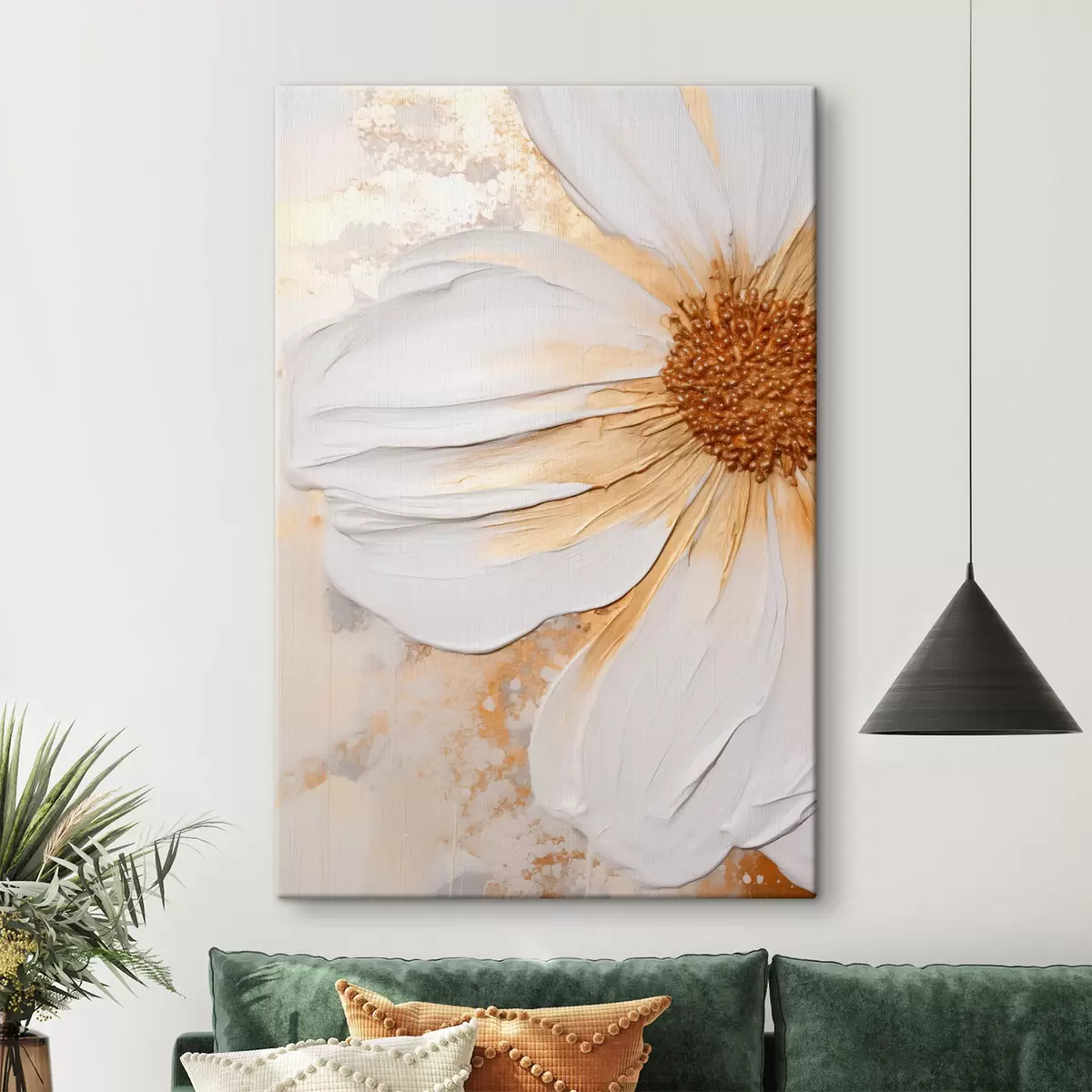 Fototapete Eine weiße Blume mit zarten Blütenblättern, strukturiertem abstrakten Hintergrund, elegant, dekorative Kunst s46692