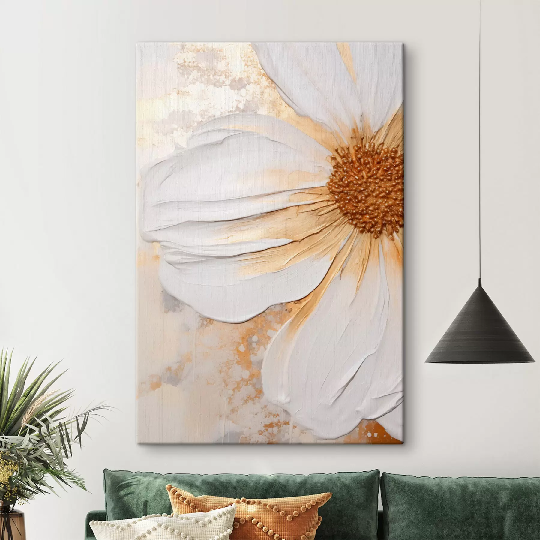 Fototapete Eine weiße Blume mit zarten Blütenblättern, strukturiertem abstrakten Hintergrund, elegant, dekorative Kunst s46692