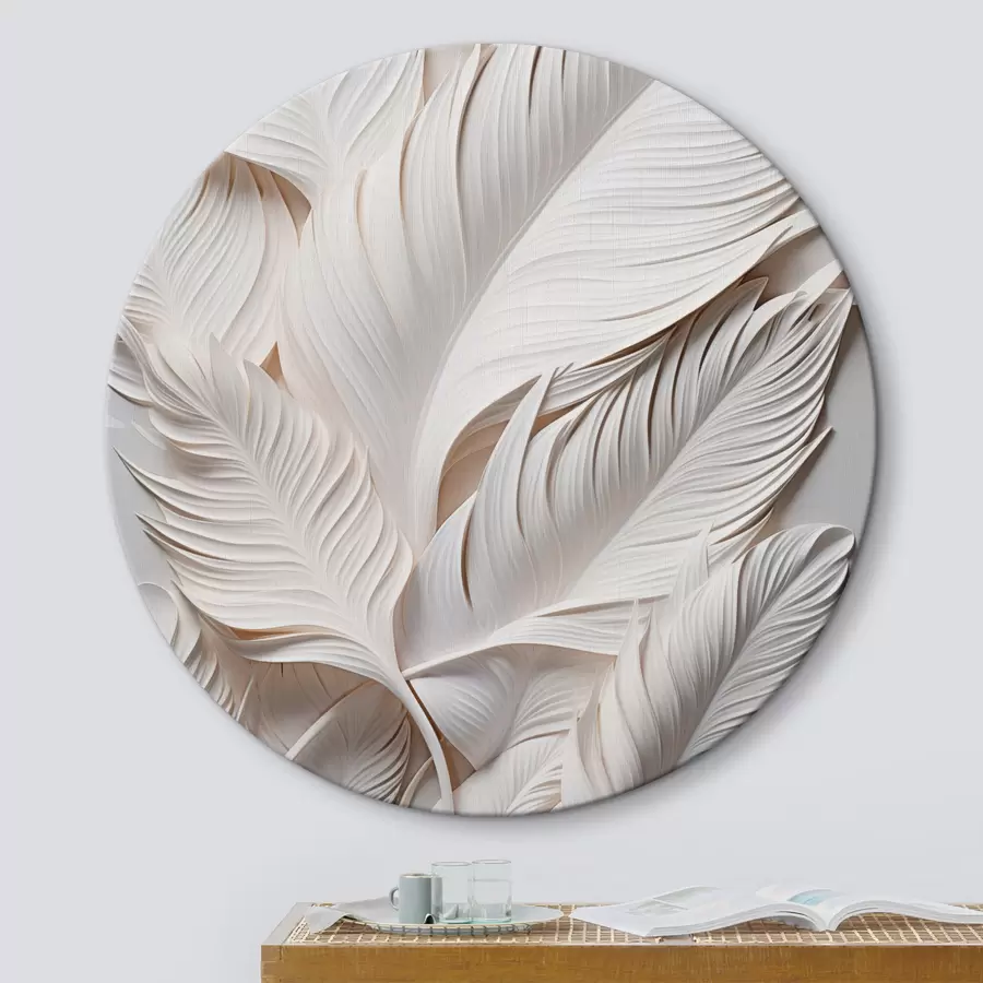 Fototapete Weiße Blätter mit filigranen Details, die einen strukturierten und vielschichtigen Effekt erzeugen, minimalistische Kunst r46706