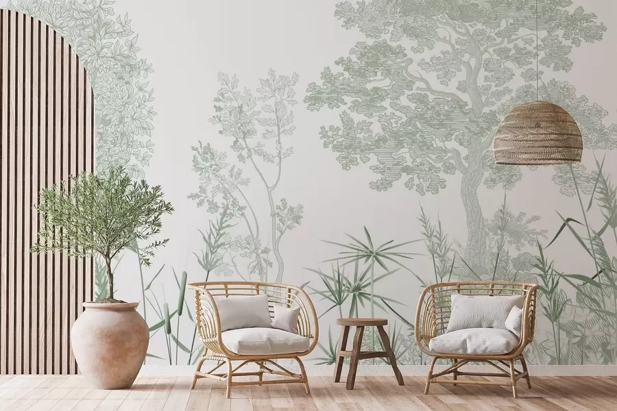 Fototapete Bäume und Gras w04910v2