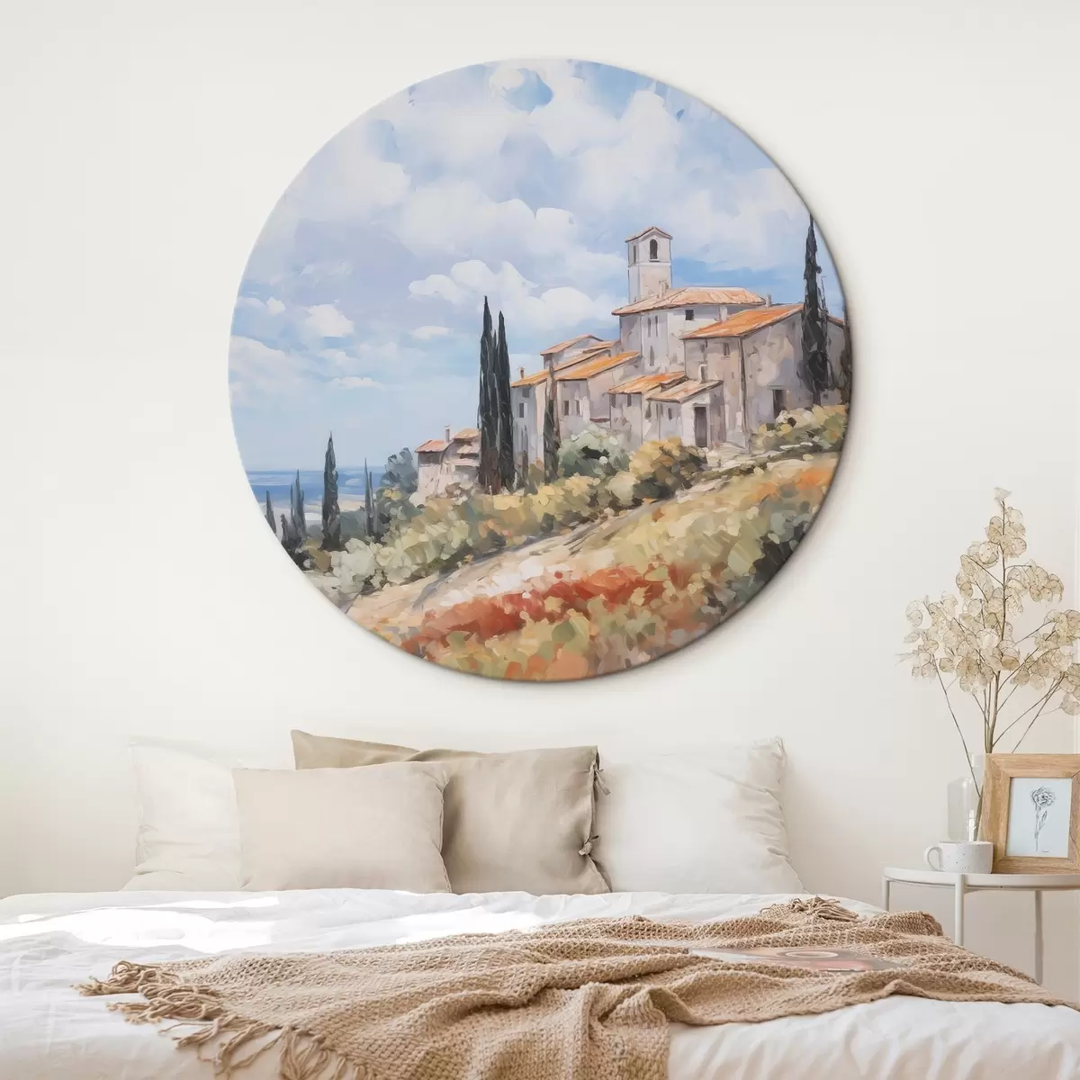 Runde Wandbilder Imitation einer ländlichen Landschaft in der Malerei r46716