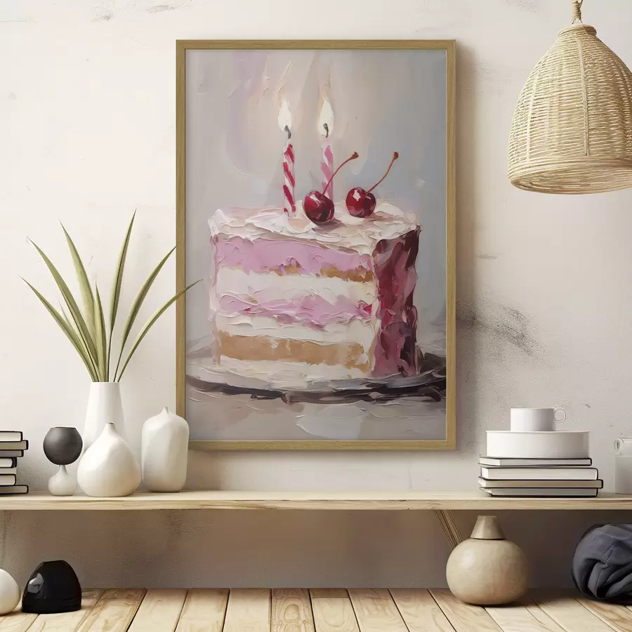 Fototapete Ein Stück Kuchen, das ein Gemälde imitiert f46718