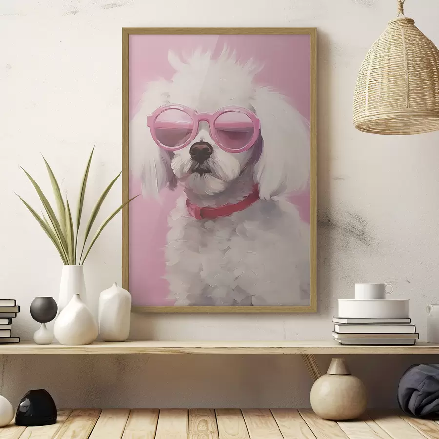 Fototapete Ein kleiner Hund mit Brille ist eine Nachahmung eines Gemäldes f46722