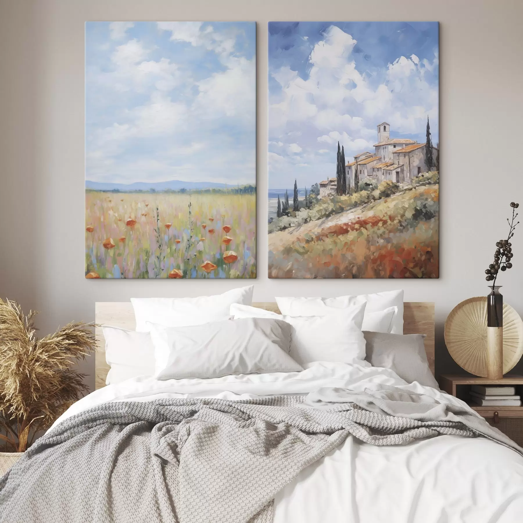 Fototapete Imitation einer ländlichen Landschaft in der Malerei m01018