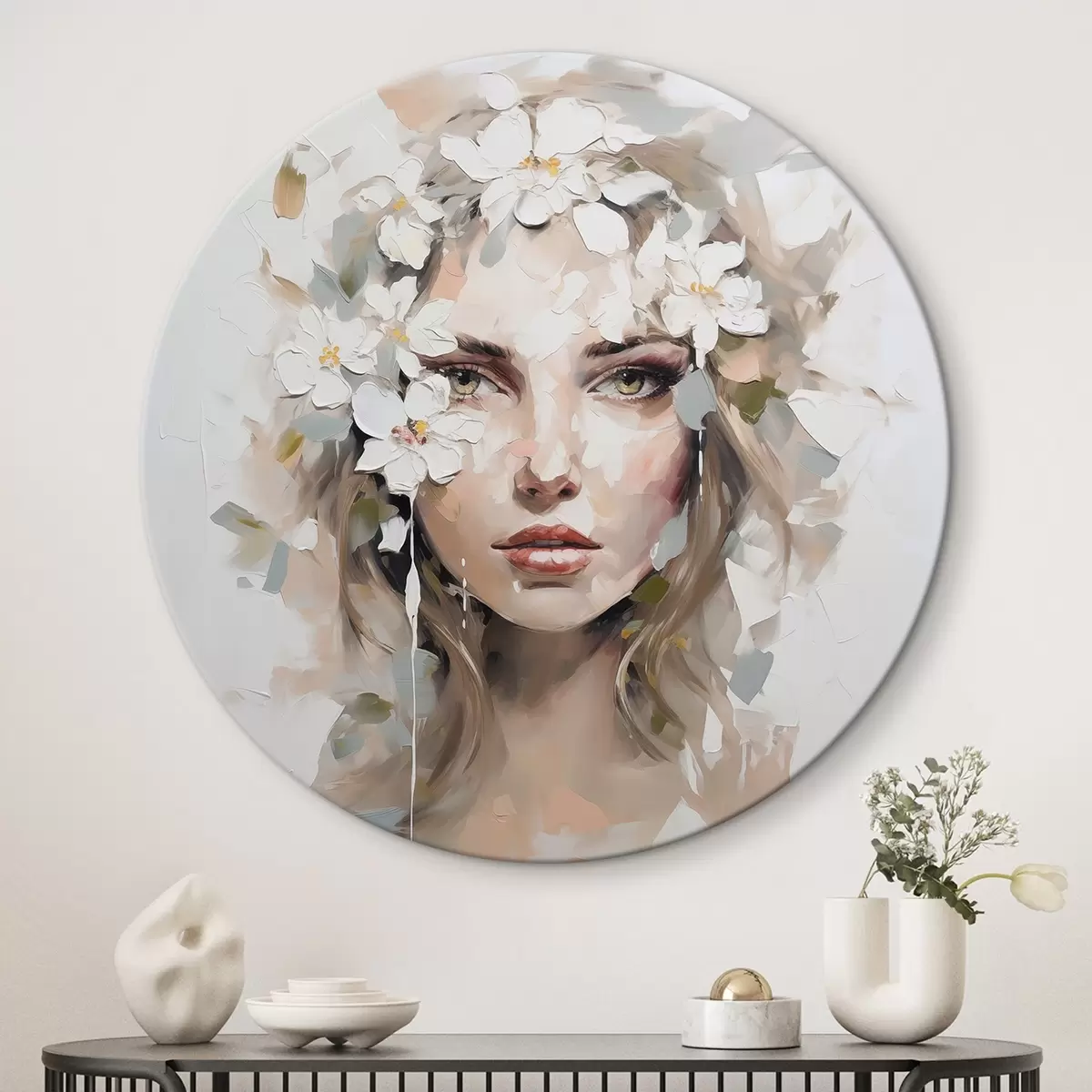 Runde Wandbilder Abstraktes Porträt Nachahmung der Malerei r46749