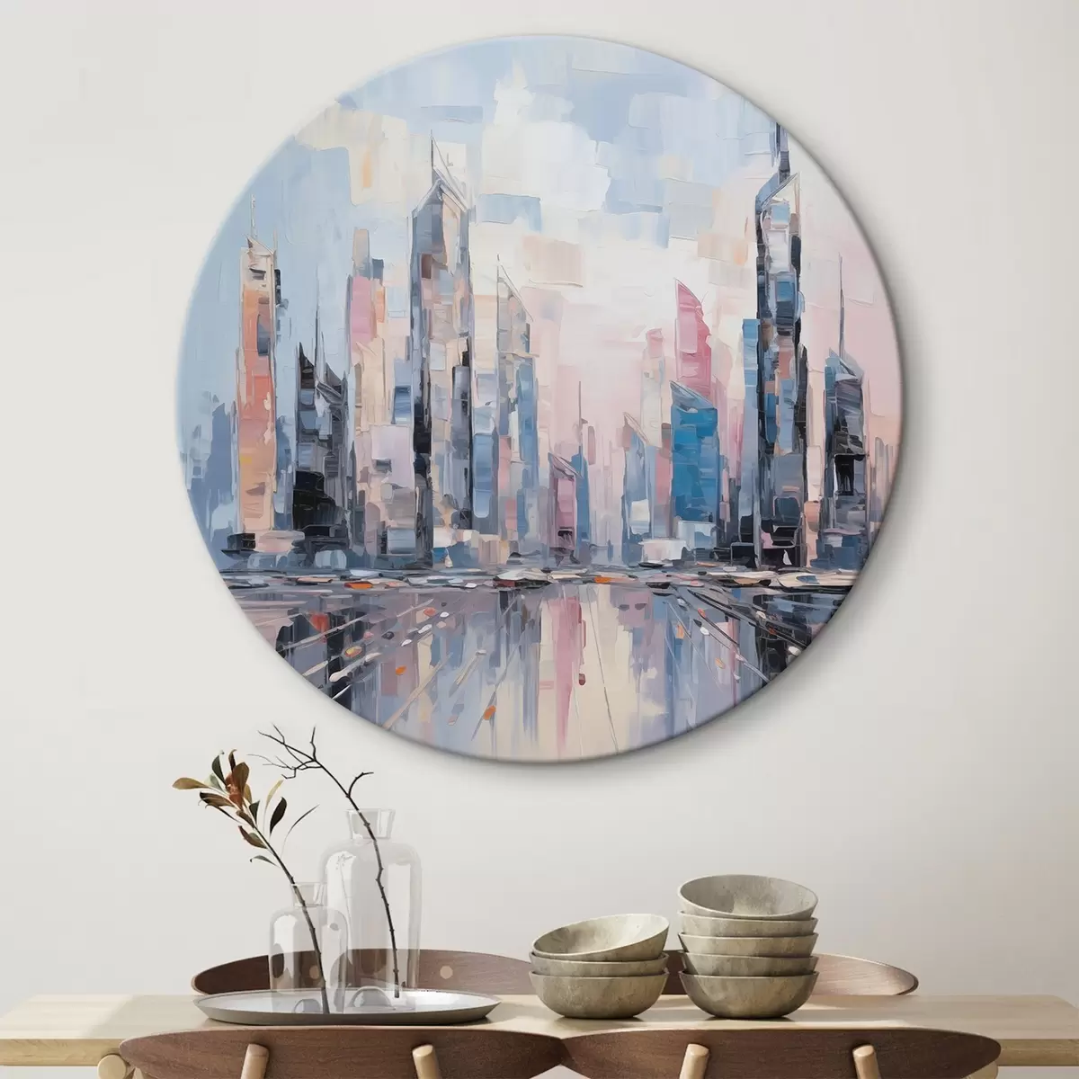 Runde Wandbilder Abstrakte Stadtimitation der Malerei r46752