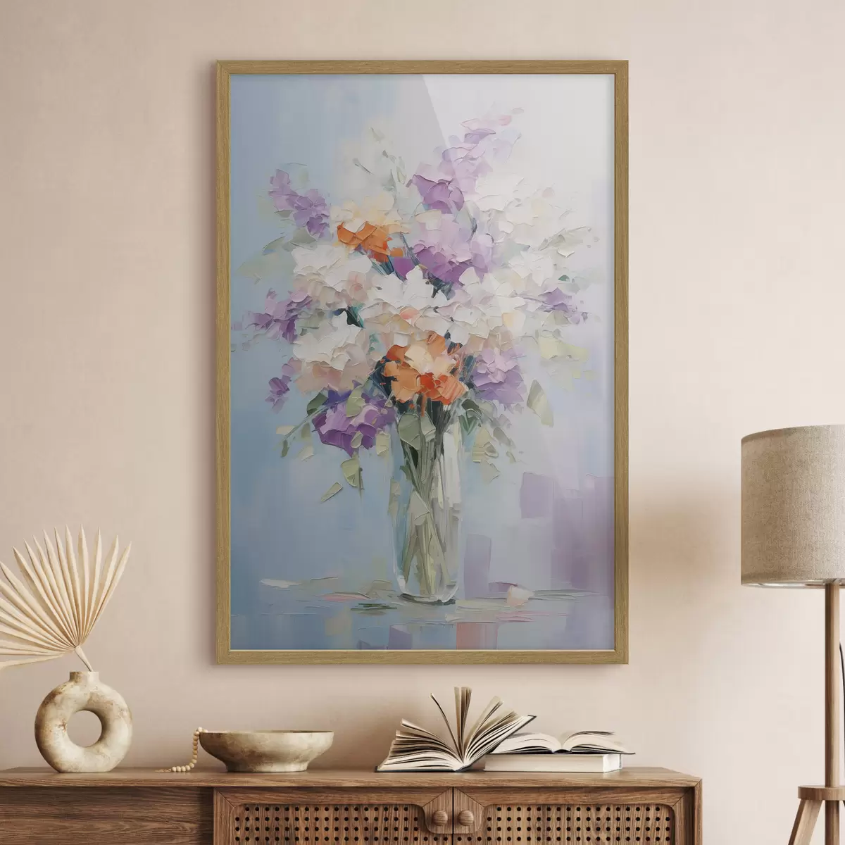 Poster Blumenstrauß in einer Vase, Nachahmung eines Gemäldes f46750
