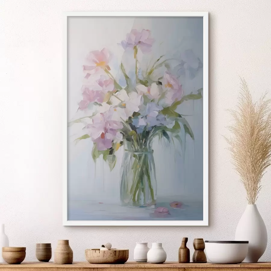 Fototapete Blumenstrauß in einer Vase, Nachahmung eines Gemäldes f46751