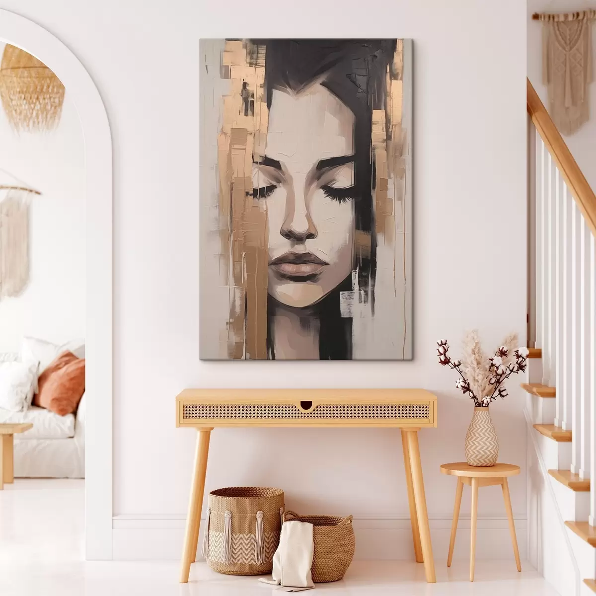 Fototapete Porträt einer Frau. Abstrakte Pinselstriche s46733