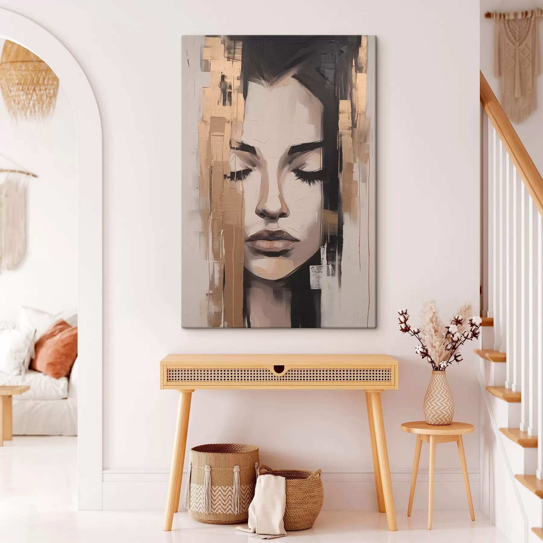 Fototapete Porträt einer Frau. Abstrakte Pinselstriche s46733