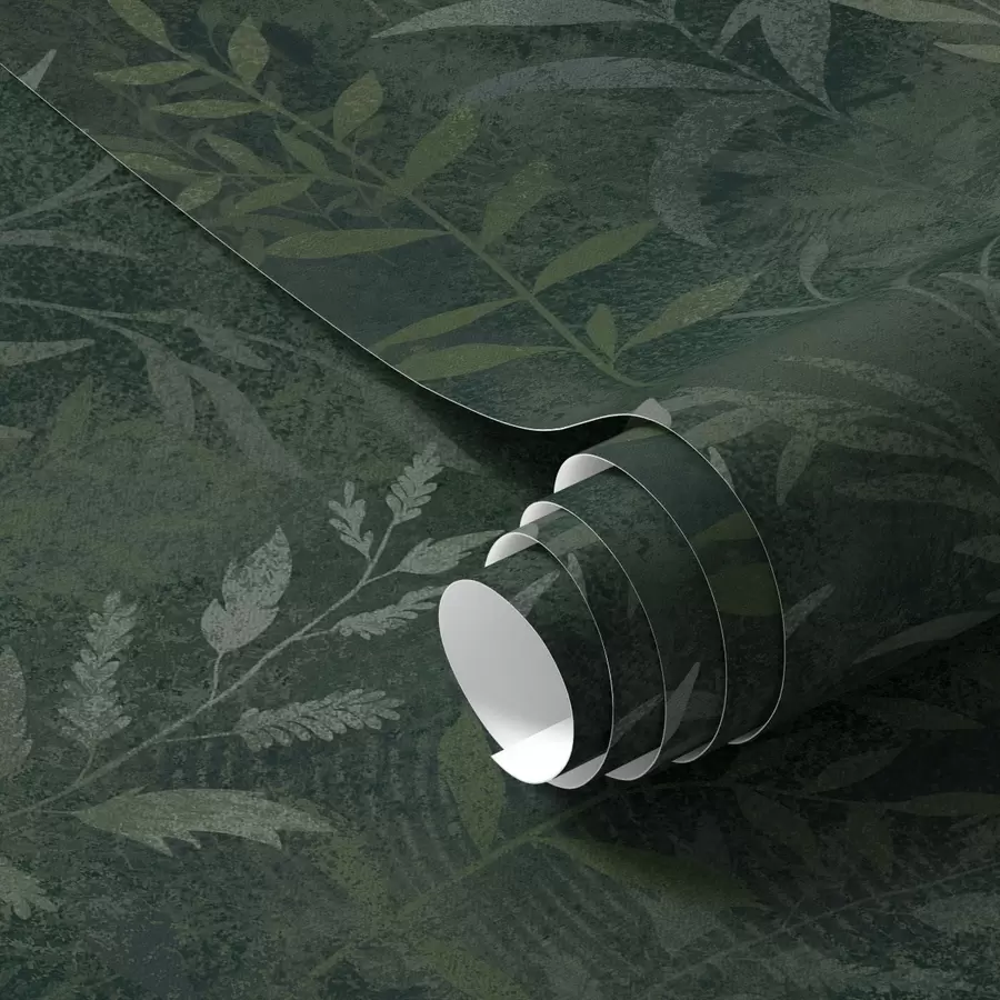 Fototapete Dunkelgrüner Hintergrund mit durchscheinenden Blattzweigen a00888