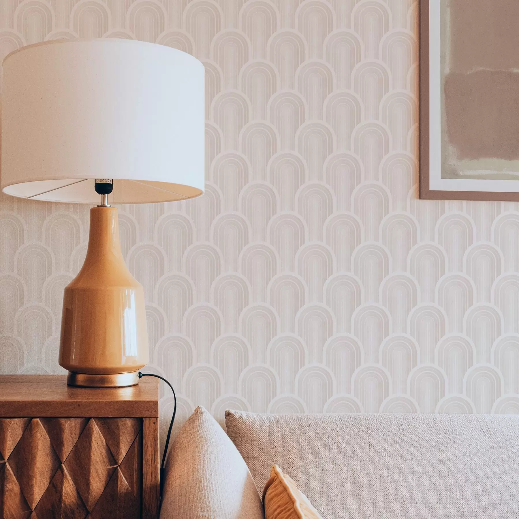 Fototapete Kleine Bogenmodule in warmen Creme-Beigetönen a00924