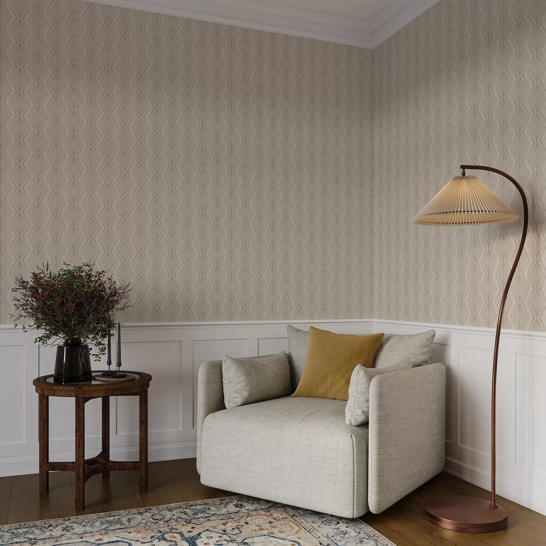 Fototapete Leichtes Diamantornament in ruhigen Beigetönen a00925v2