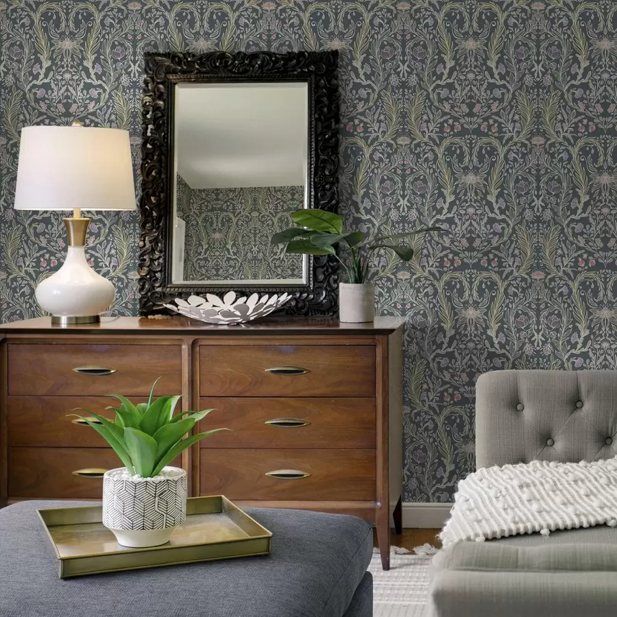 Fototapete Das gleiche Ornament auf einem kühlen graublauen Hintergrund a00928v1