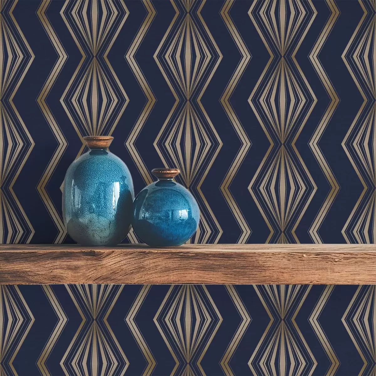 Tapete Dunkelblaues geometrisches Rautenmuster a00973