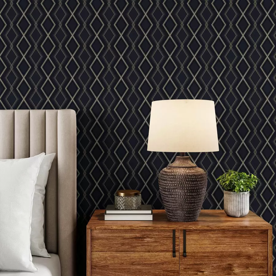 Fototapete Dunkelblaues Raster mit dünnen hellen Linien a00975