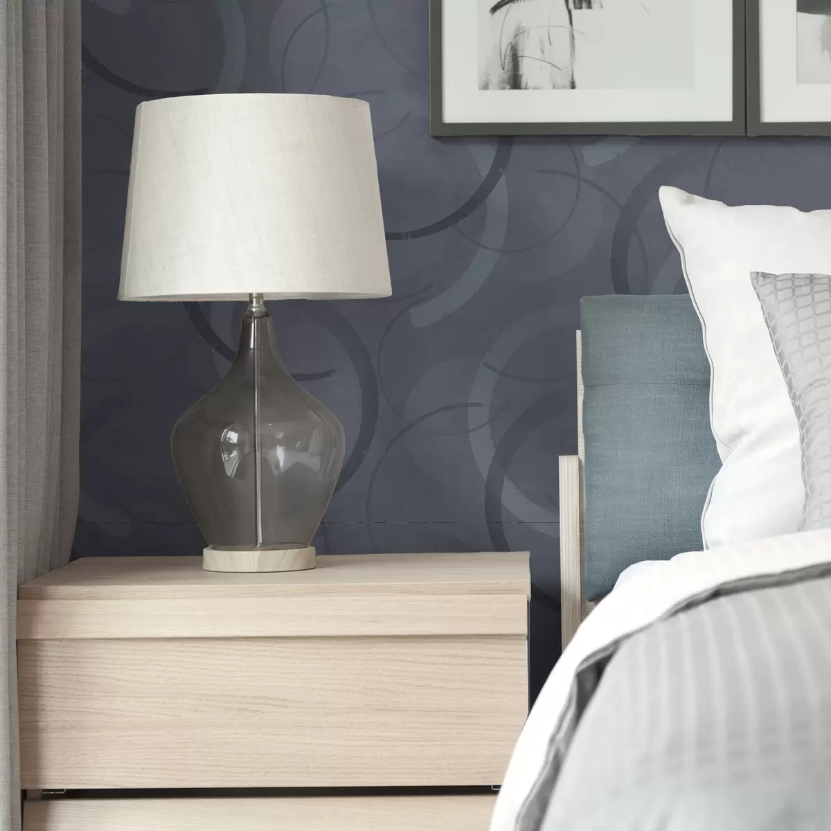 Tapete Halbkreise und weiche Kreise in einer kühlen grau-blauen Farbpalette a00980