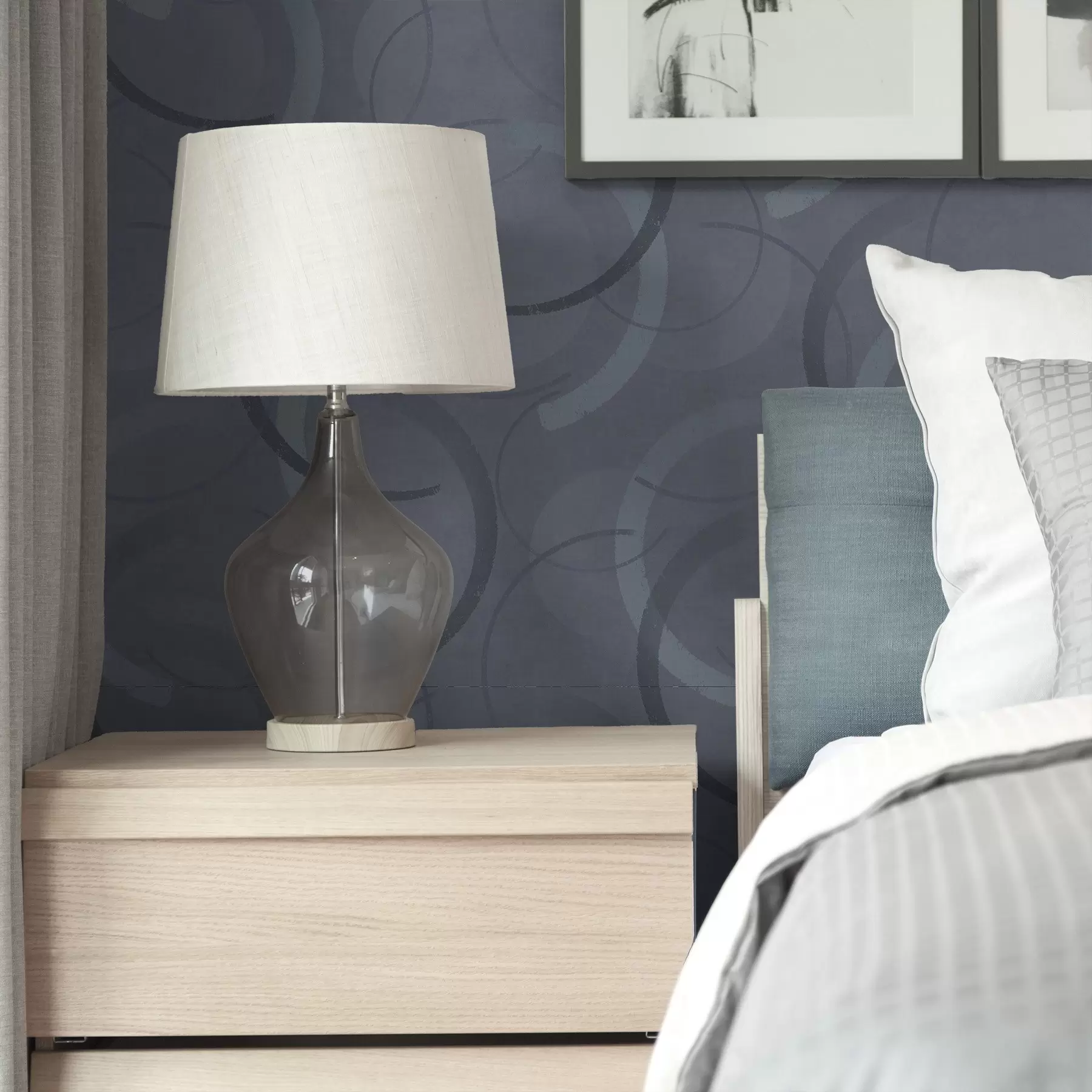 Fototapete Halbkreise und weiche Kreise in einer kühlen grau-blauen Farbpalette a00980