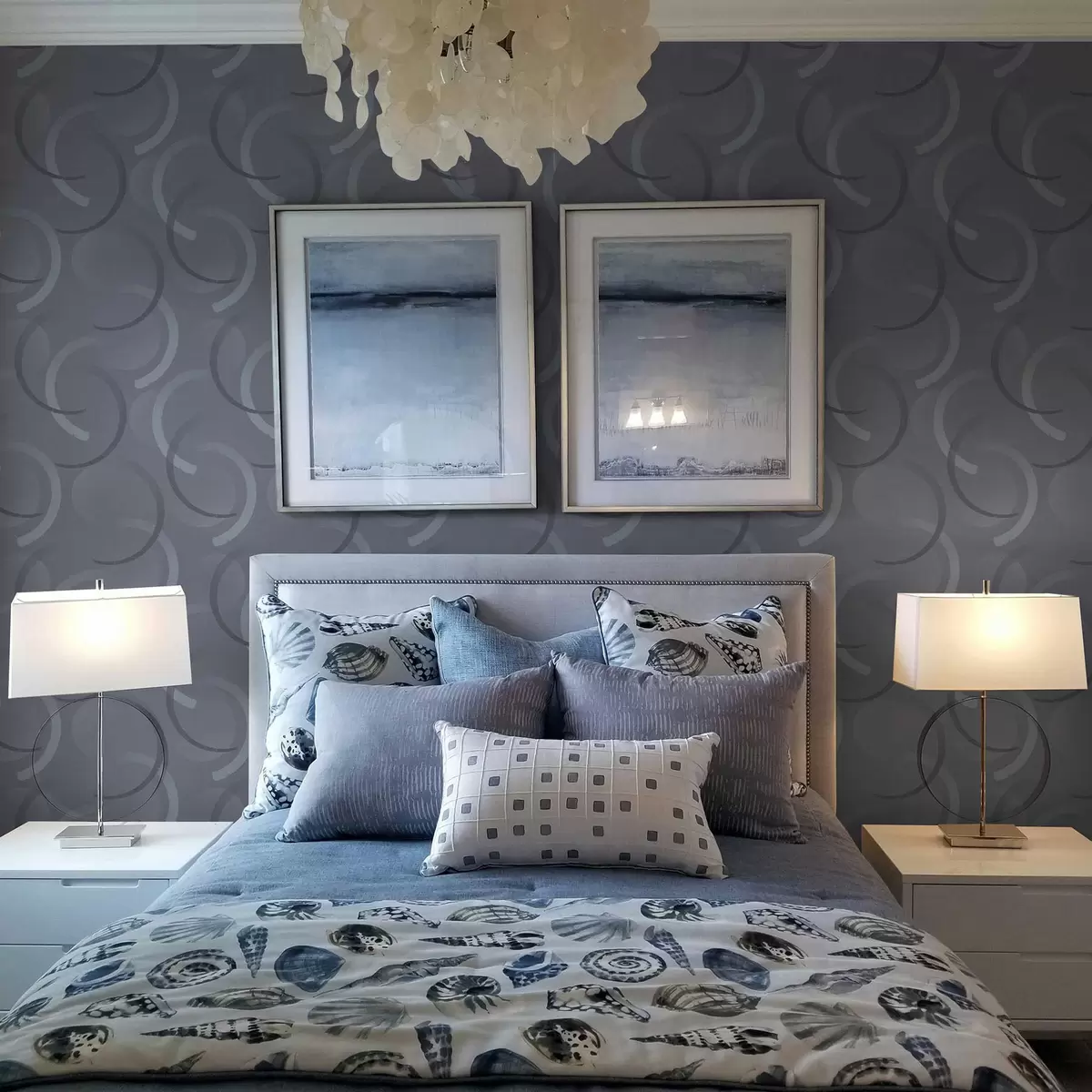 Tapete Graue Halbkreise und verschwommene Kreise auf strukturiertem Hintergrund a00981