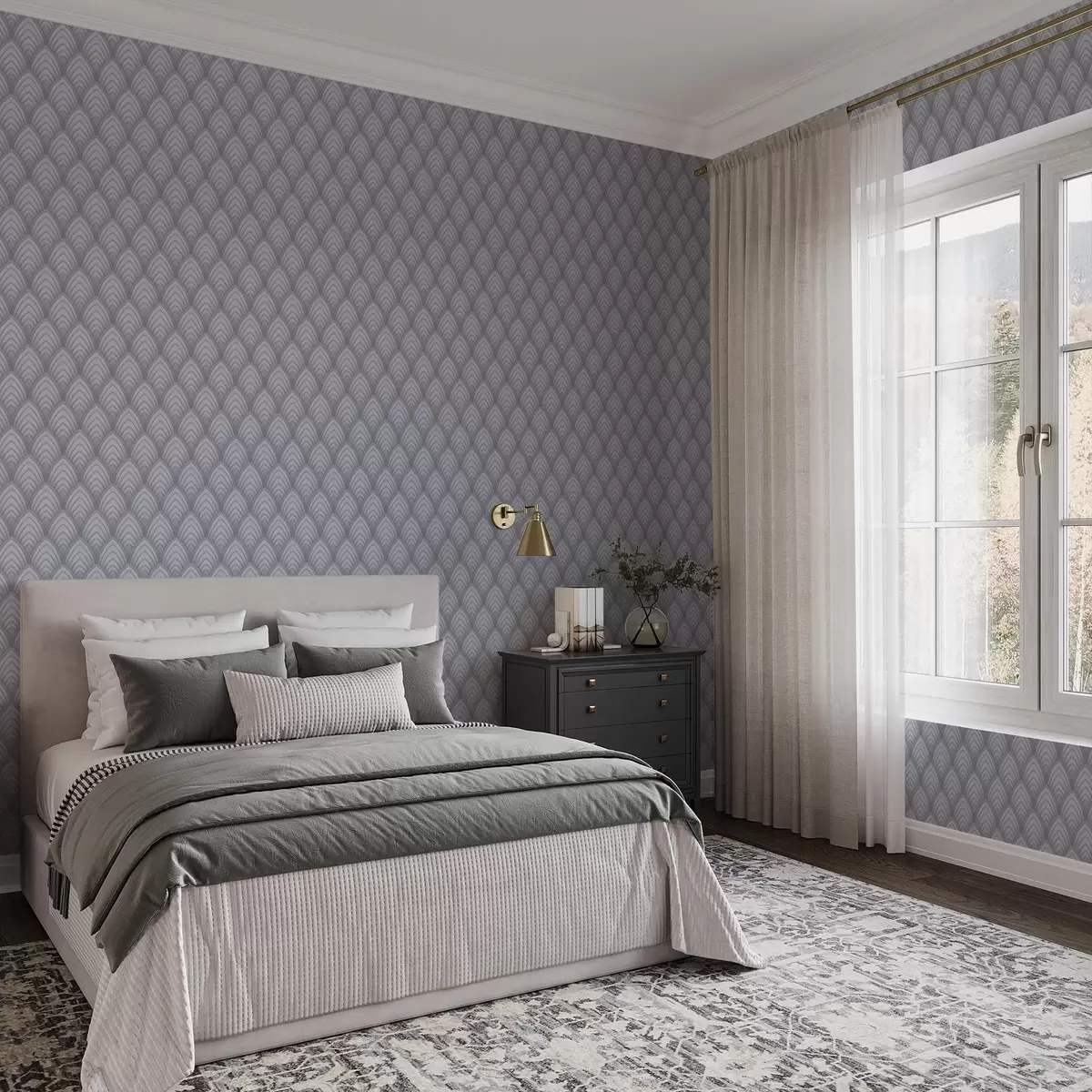 Tapete Volumetrische, graustufenähnliche Bögen mit sanftem Farbverlauf a00989