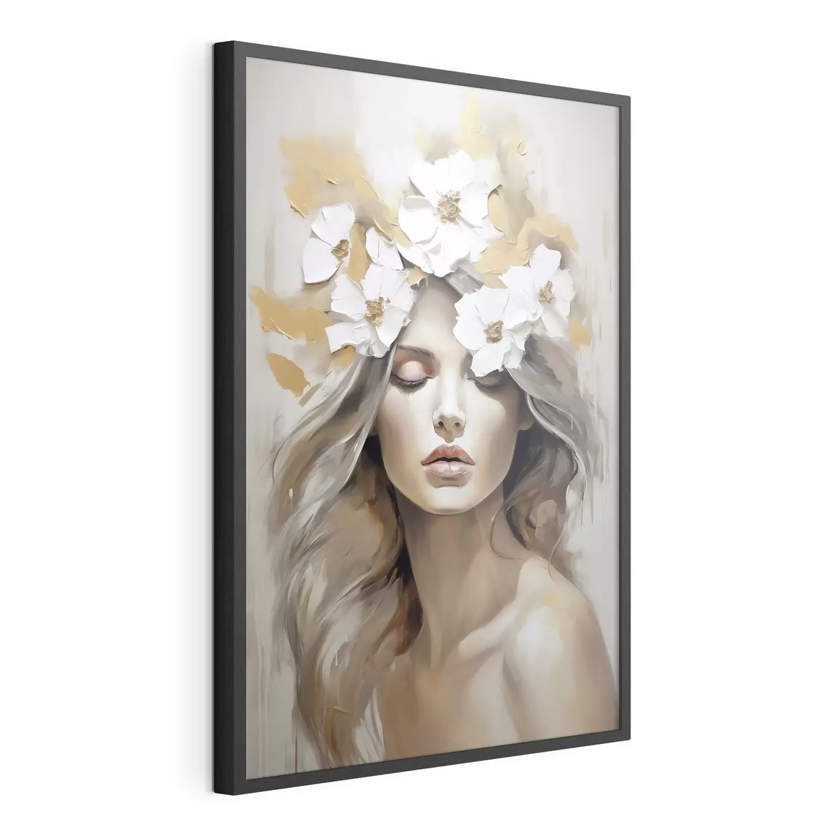Poster Abstraktes Porträt eines Mädchens mit Blumen f46757