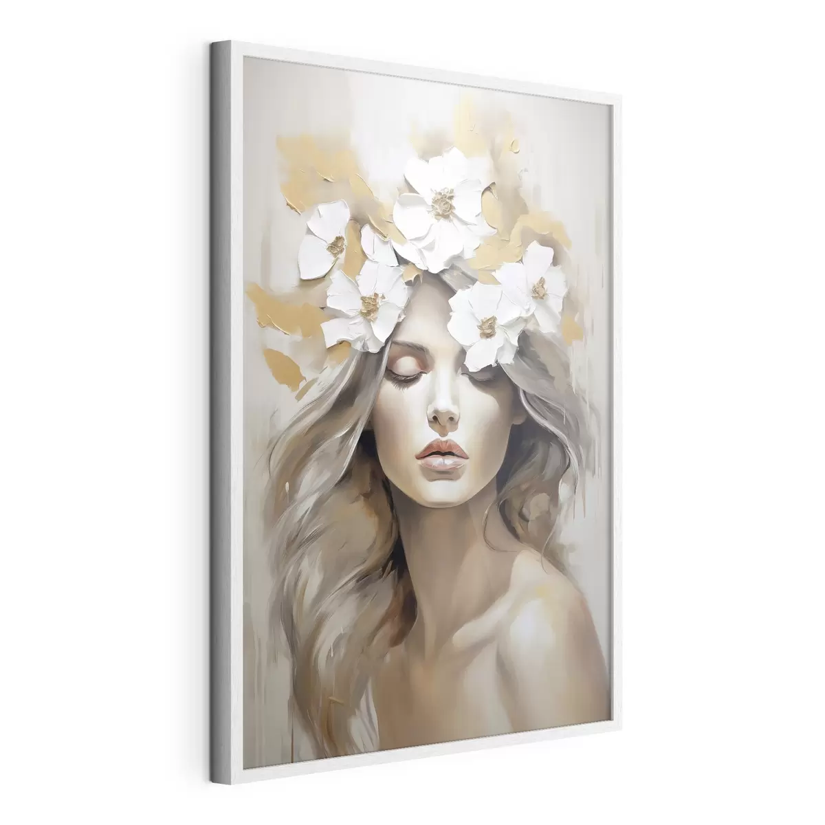Poster Abstraktes Porträt eines Mädchens mit Blumen f46757