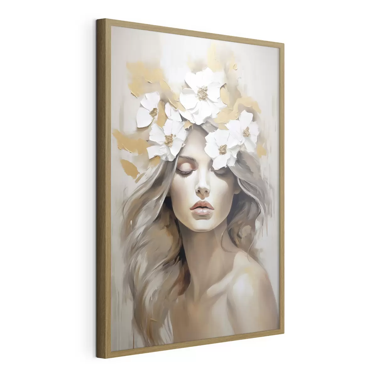 Poster Abstraktes Porträt eines Mädchens mit Blumen f46757