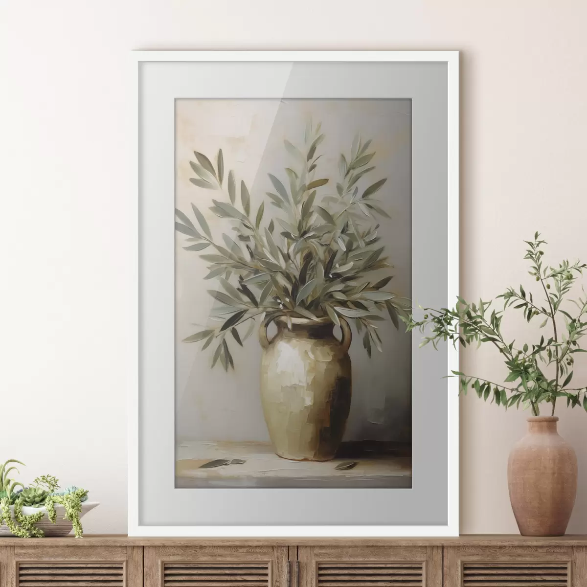 Poster Olivenzweige in einer Vase – Imitationsgemälde f46758