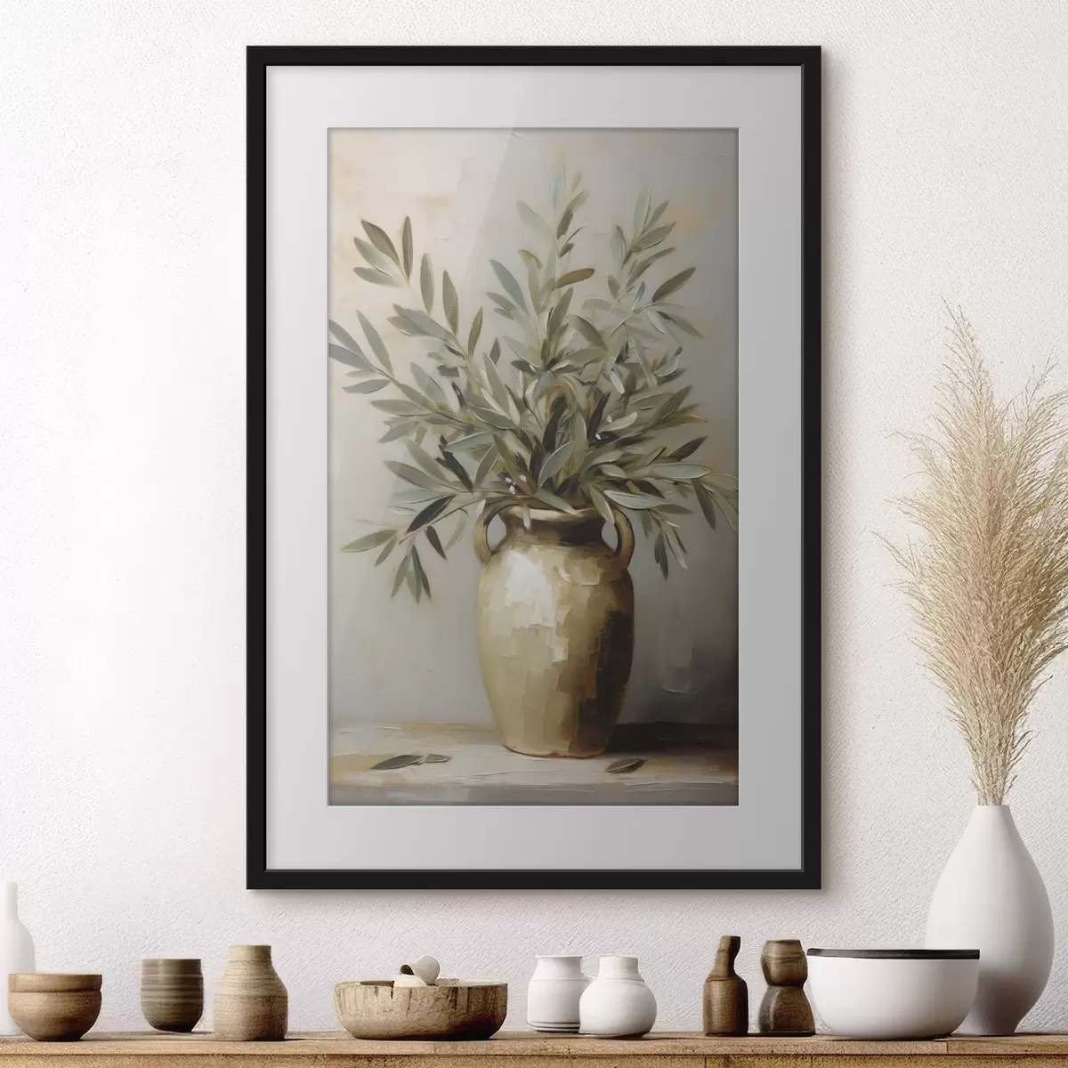 Poster Olivenzweige in einer Vase – Imitationsgemälde f46758