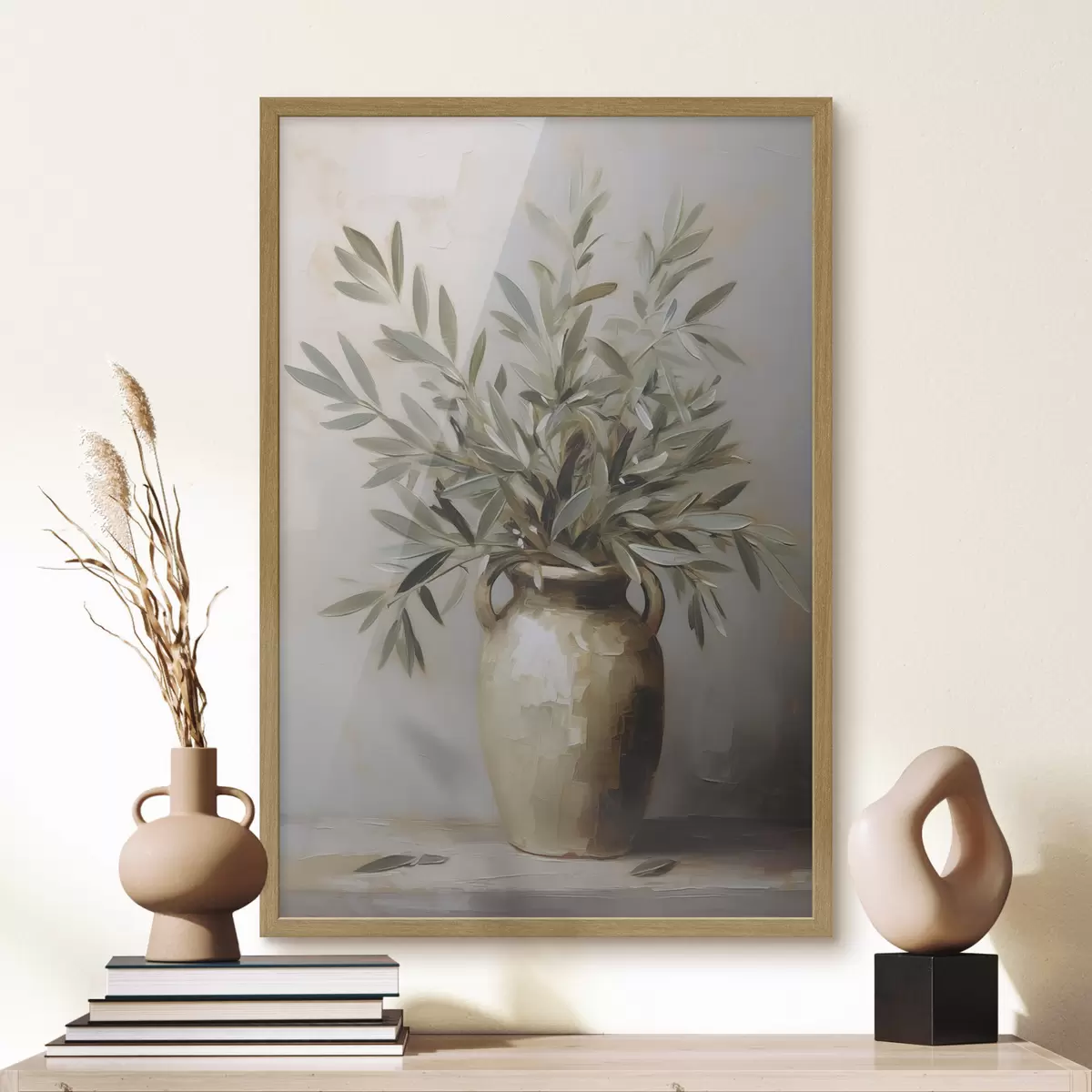 Poster Olivenzweige in einer Vase – Imitationsgemälde f46758