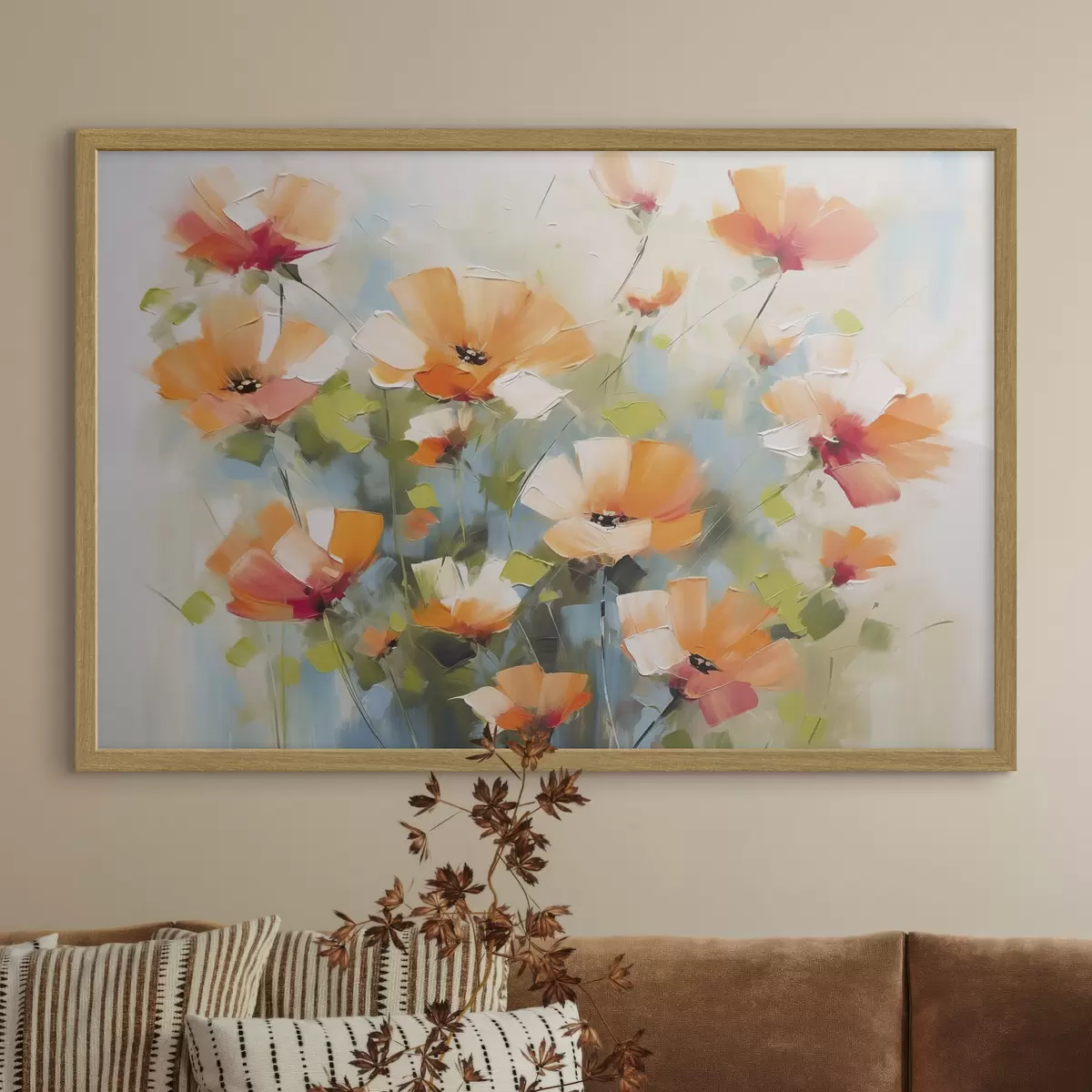 Poster Abstrakte Blumenimitation einer Malerei f46764