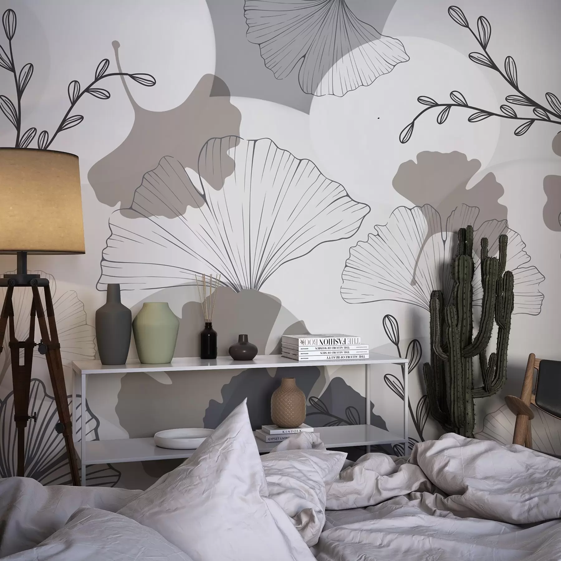 Fototapete Minimalistische Ginkgoblätter w04913