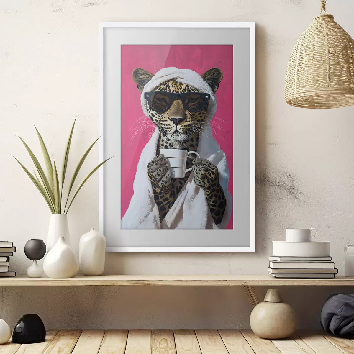 Poster Gepard mit Kaffee f46791