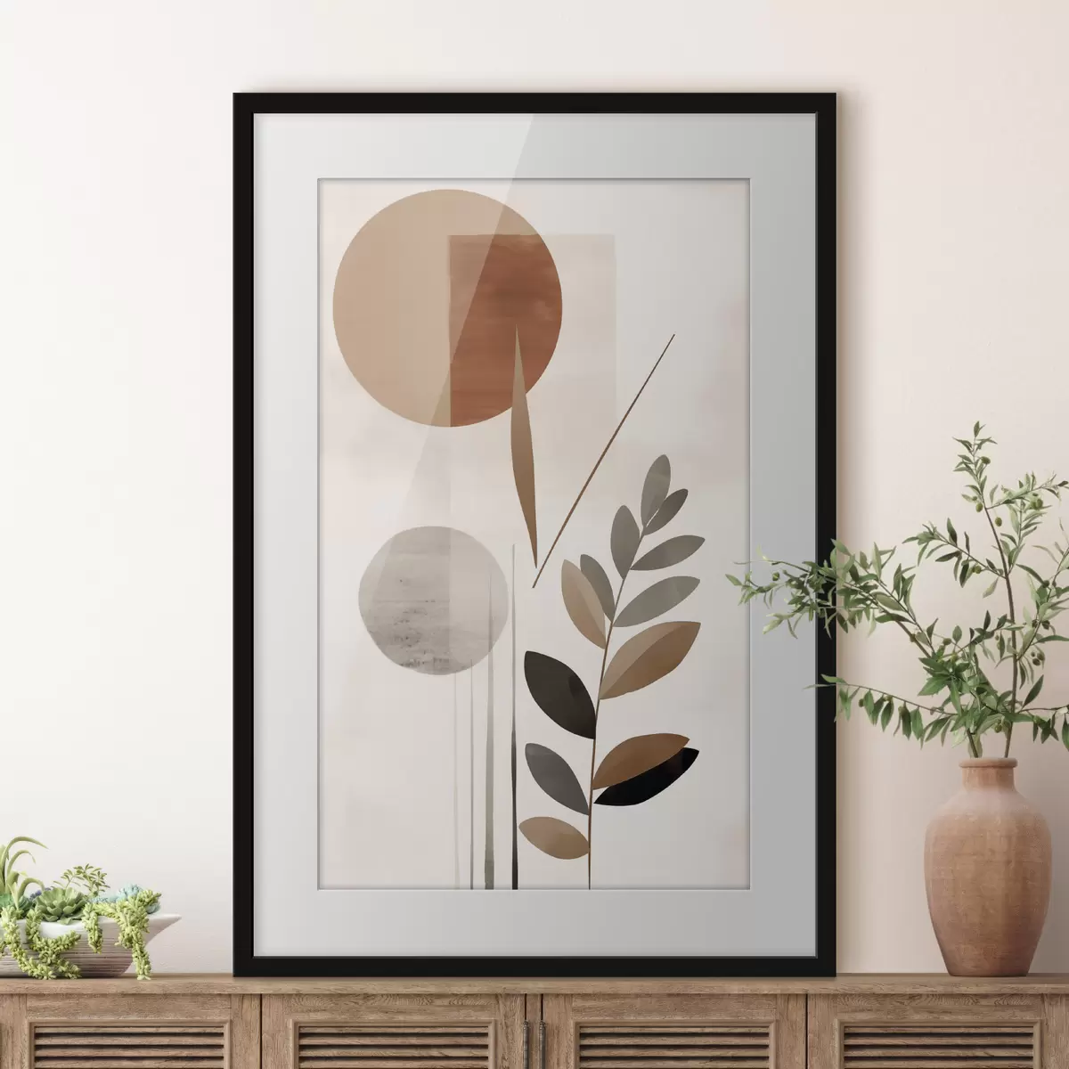 Poster Abstraktion mit einer Pflanze f46781