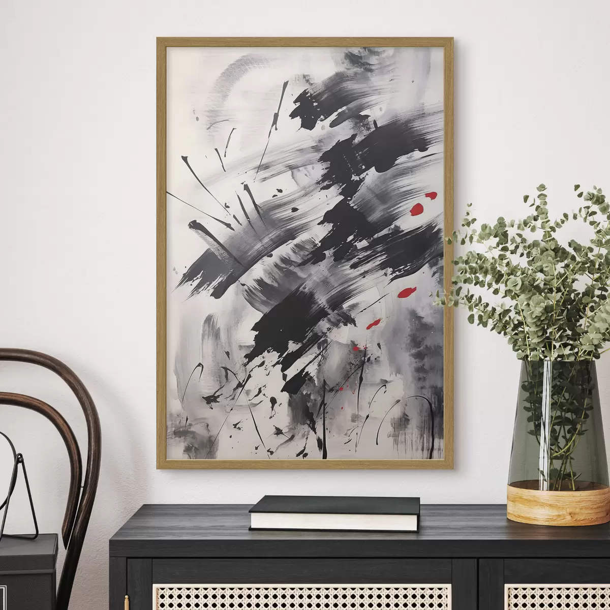 Poster Abstraktion mit Imitation von Spritzern und Pinselstrichen f46783