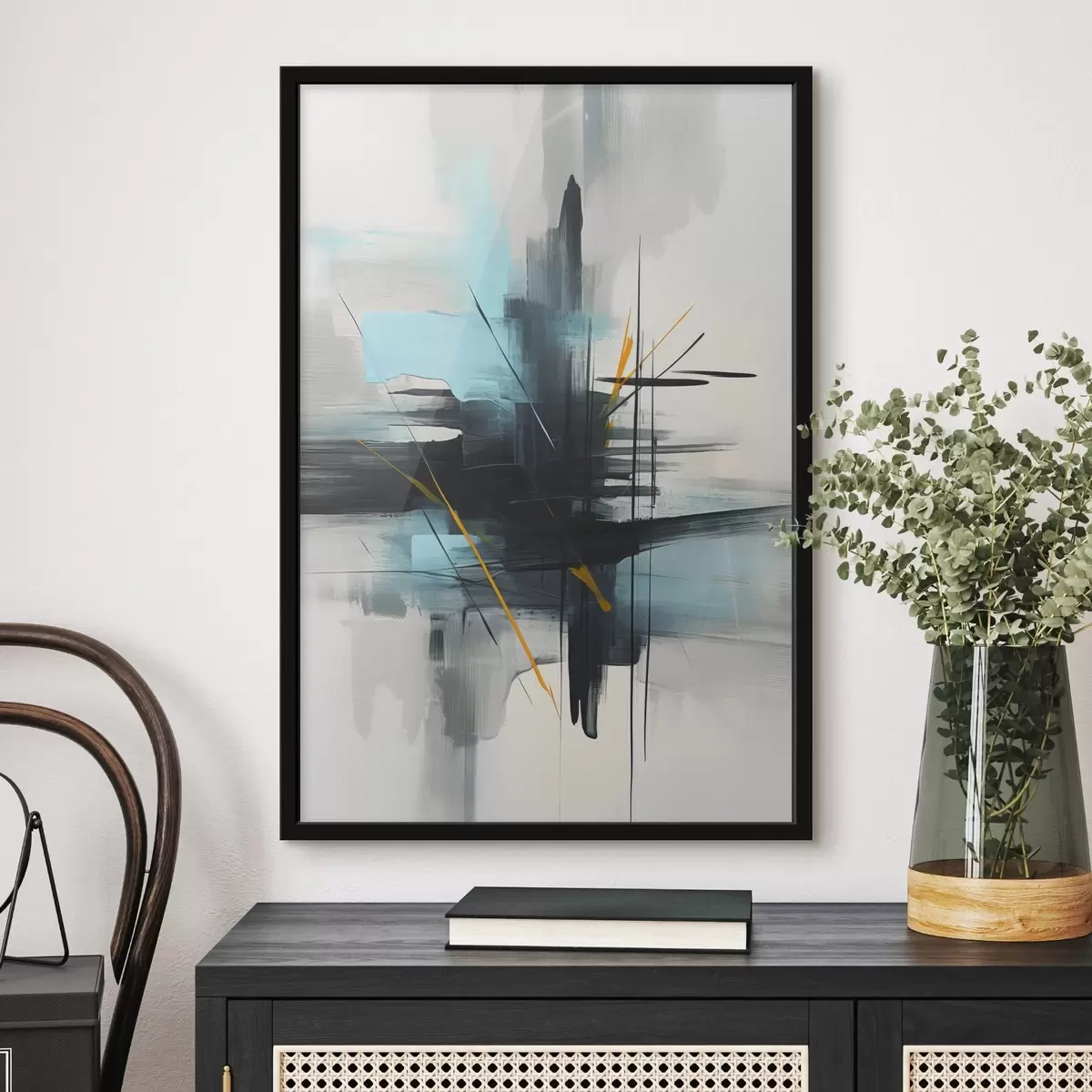 Poster Abstraktion mit Imitation von Spritzern und Pinselstrichen f46789