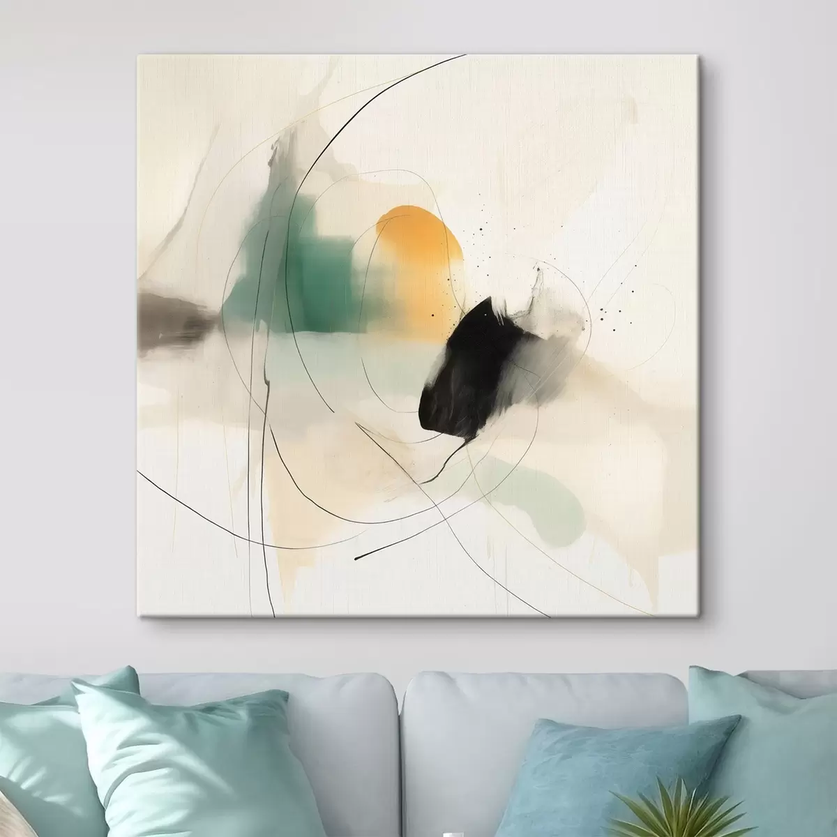 Fototapete Weiche Dynamik von Farben und Linien in einem luftigen abstrakten Stil s46641