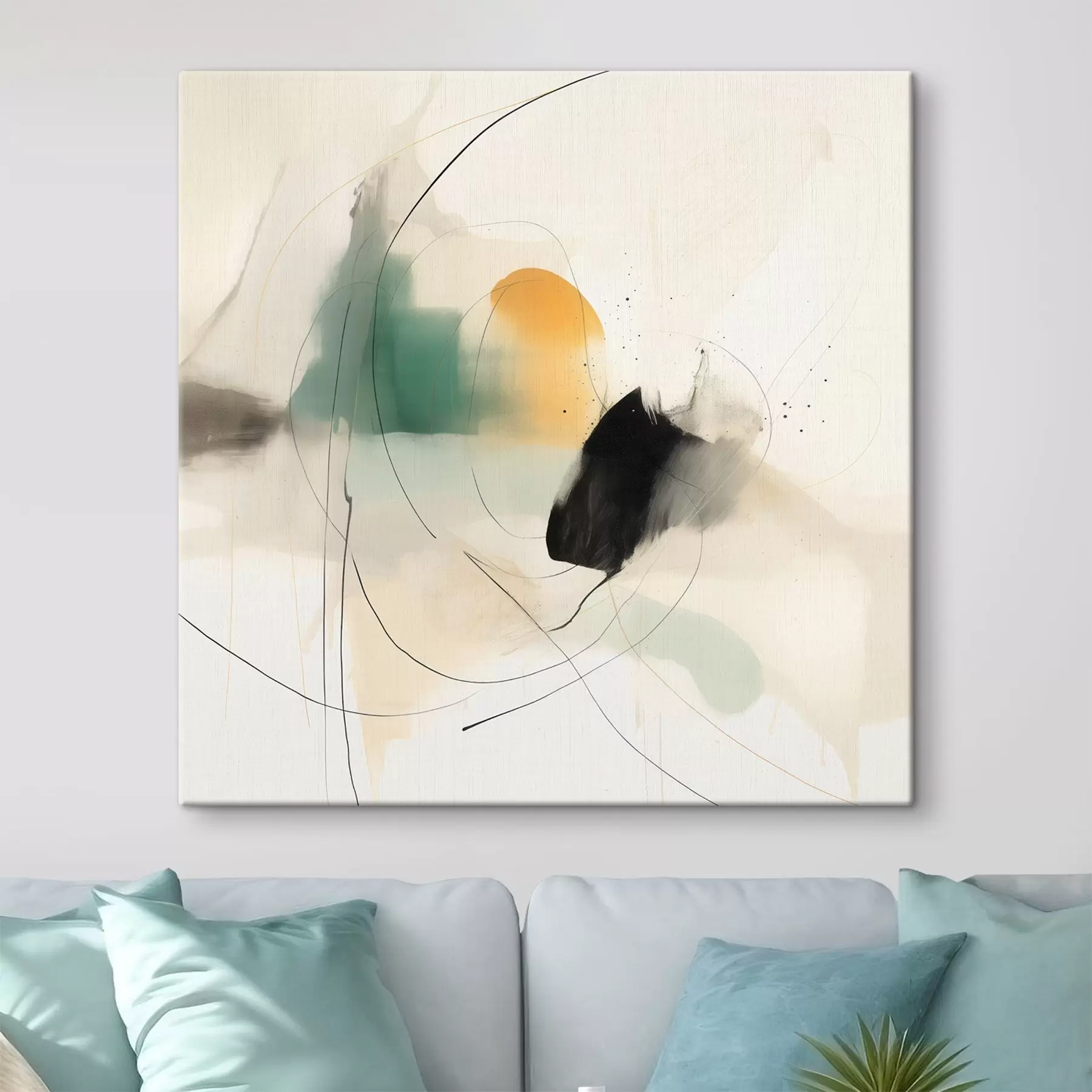 Fototapete Weiche Dynamik von Farben und Linien in einem luftigen abstrakten Stil s46641