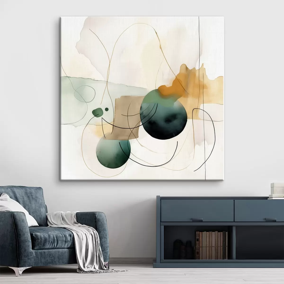 Fototapete Rhythmus abgerundeter Silhouetten in modernem Aquarellstil s46648