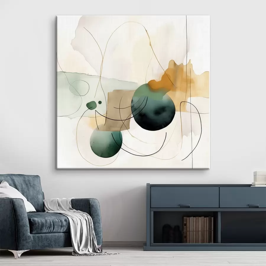 Fototapete Rhythmus abgerundeter Silhouetten in modernem Aquarellstil s46648