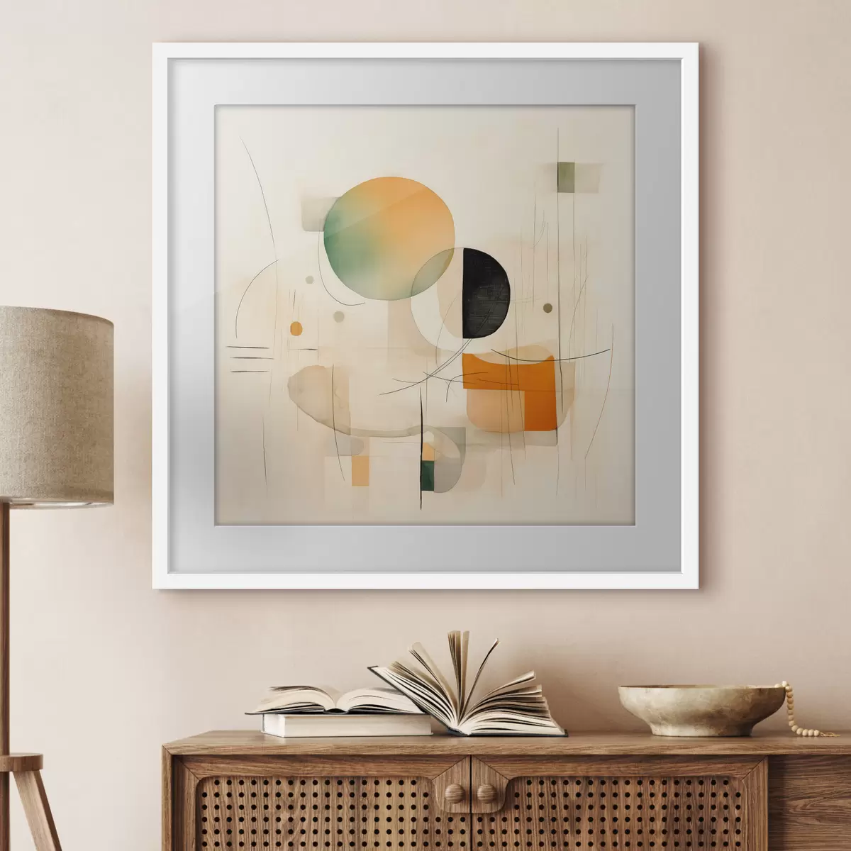 Poster Geometrische Akzente in einer sanften Farbpalette im modernen, minimalistischen Stil f46640