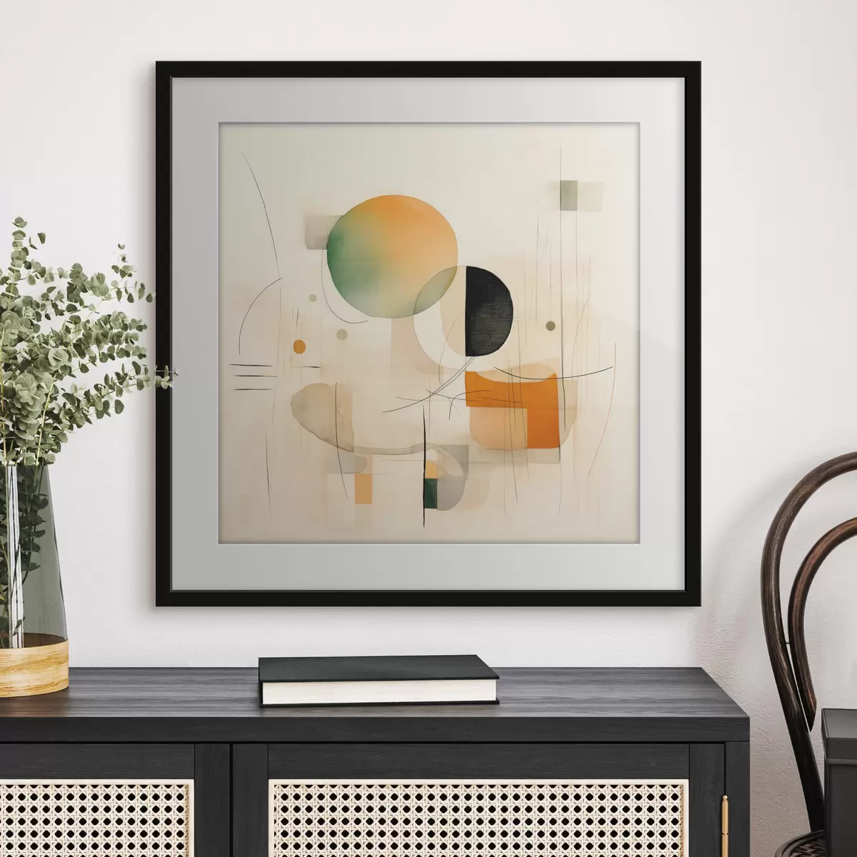 Poster Geometrische Akzente in einer sanften Farbpalette im modernen, minimalistischen Stil f46640