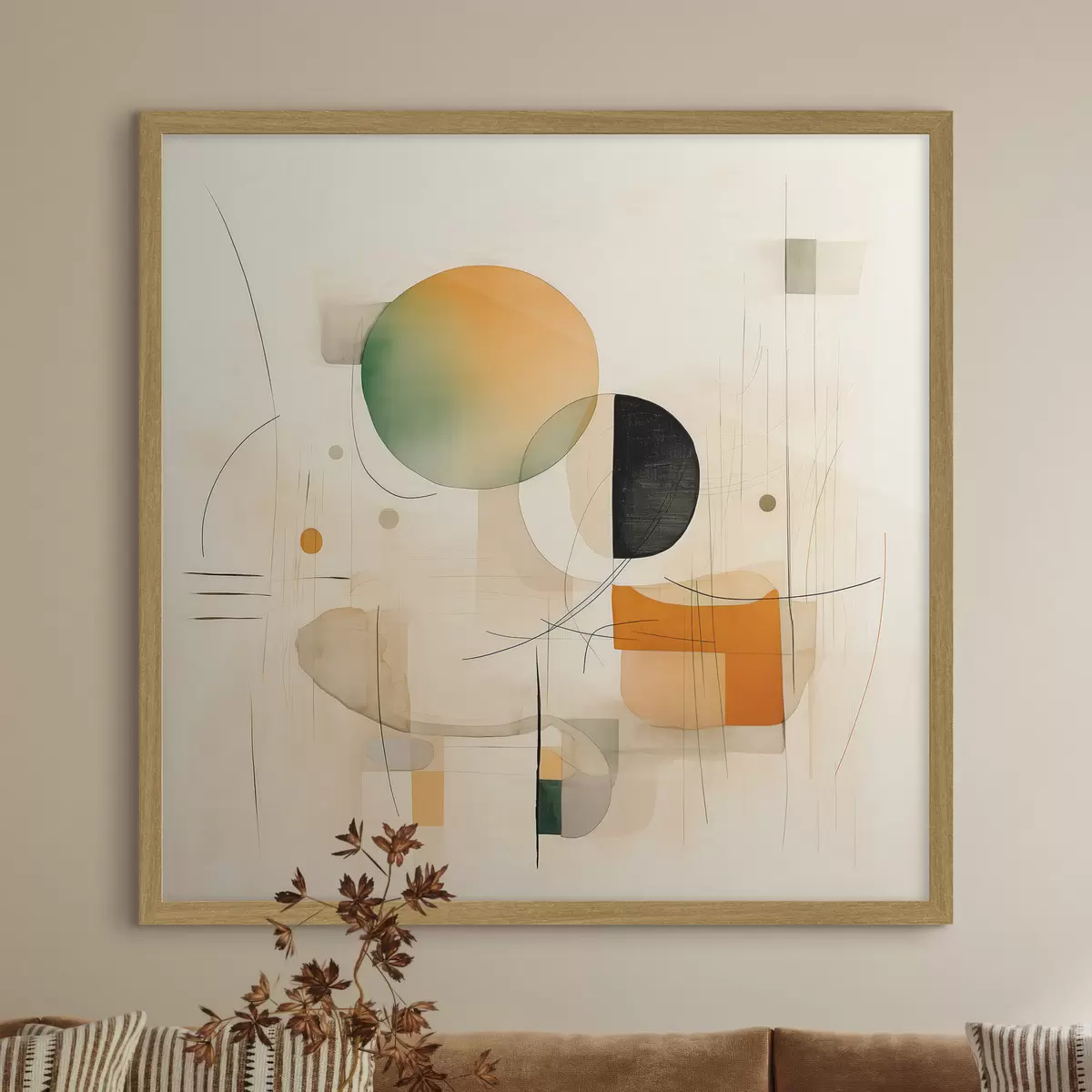 Poster Geometrische Akzente in einer sanften Farbpalette im modernen, minimalistischen Stil f46640