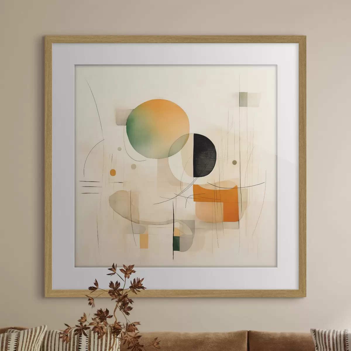 Poster Geometrische Akzente in einer sanften Farbpalette im modernen, minimalistischen Stil f46640
