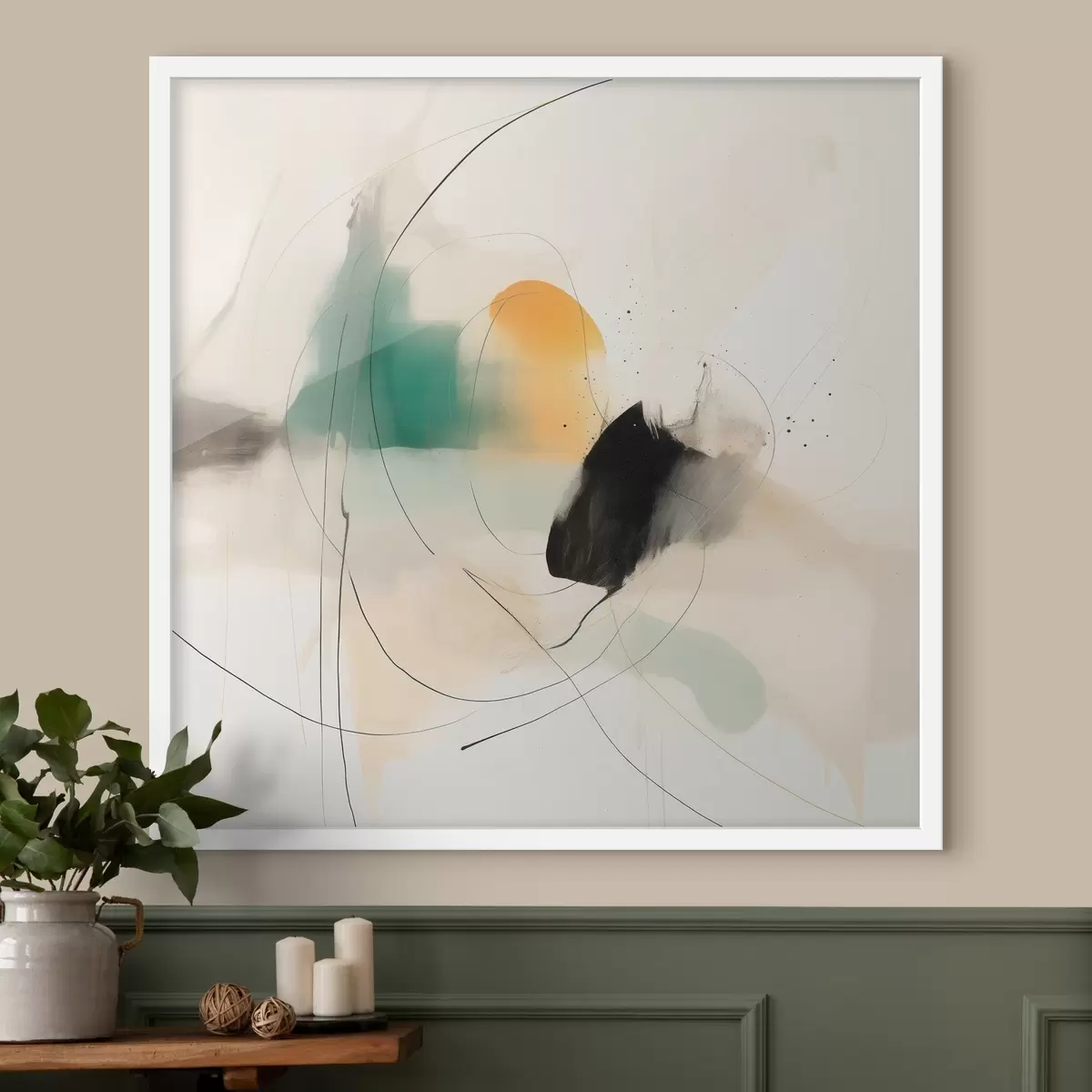 Poster Sanfte Farben und dynamische Linien in einem luftigen, abstrakten Stil f46641