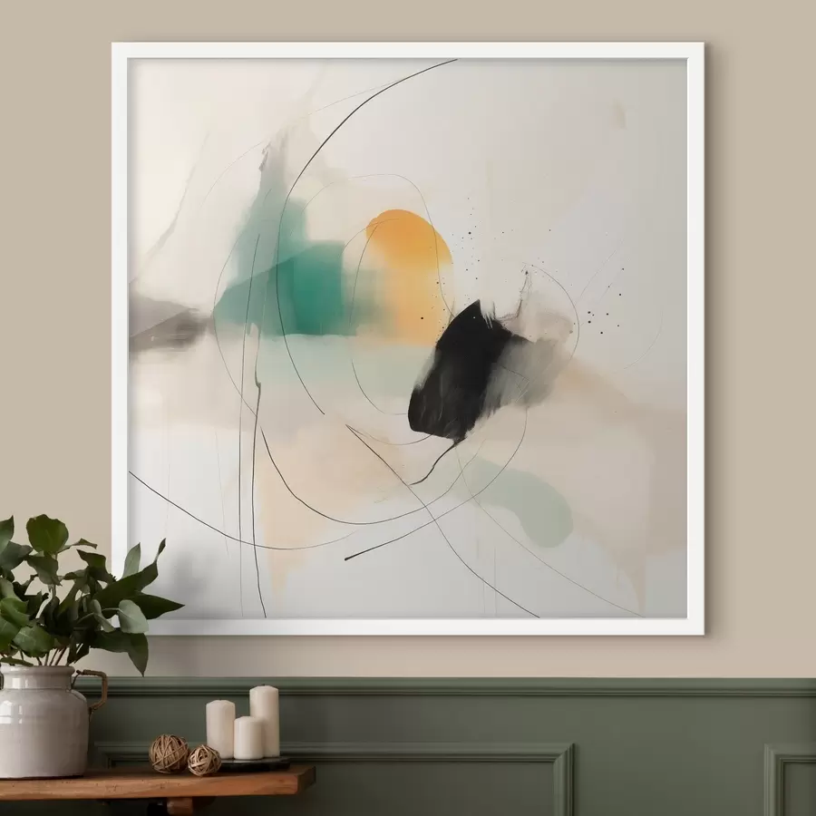 Fototapete Sanfte Farben und dynamische Linien in einem luftigen, abstrakten Stil f46641